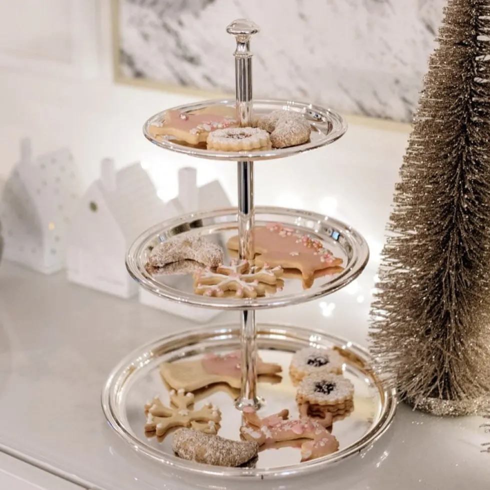 Etagere 3 stufig silber Faden Edzard Höhe 30 cm