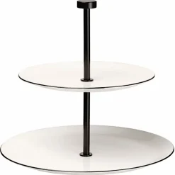 Etagere 2 stufig weiß Porzellan ASA ligne noire Höhe 23 cm