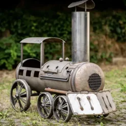 Feuertonne Terrassenofen aus Stahl Lokomotive