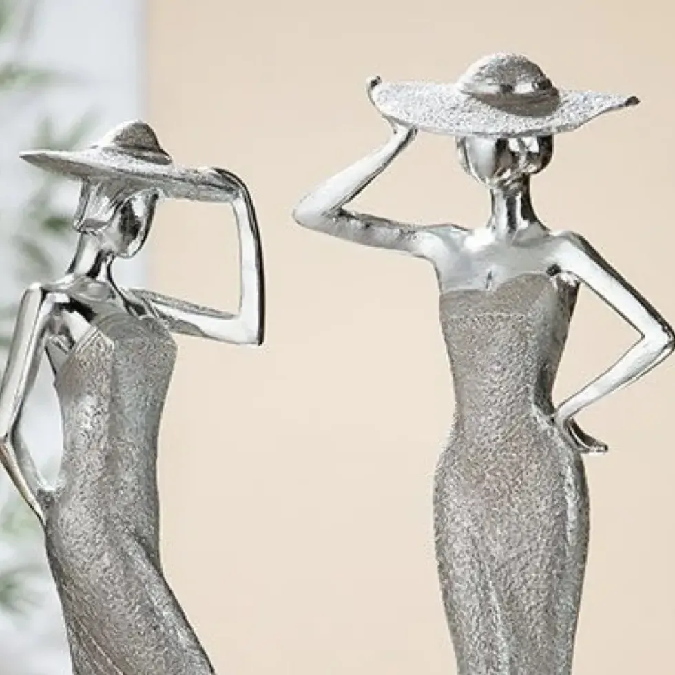 Figuren Lady Diva mit Hut 2er Set Höhe 30 cm