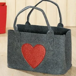 Filztasche Glitzerherz Casablanca Höhe 26 cm rot