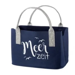 Filztasche Meerzeit dunkelblau Höhe 26 cm
