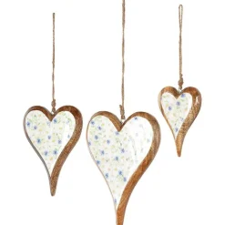 Frühlingsdeko Herzhänger WILD FLOWERS Holz 3er Set