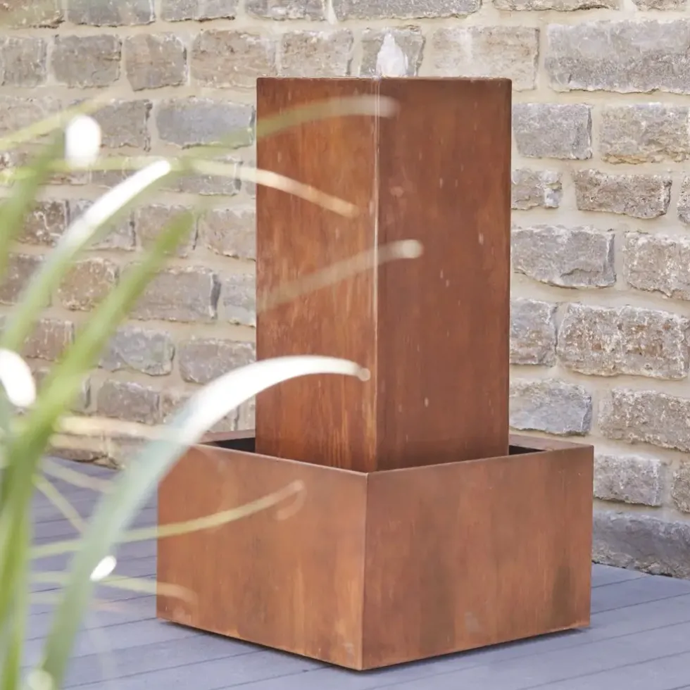 Gartenbrunnen Cortenstahl Höhe 87 cm
