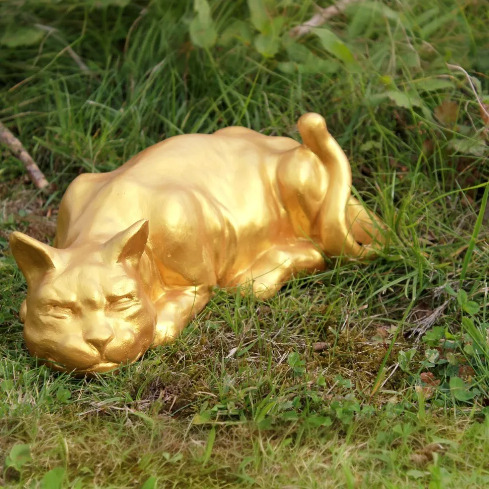 Gartendeko Figur Katze OTTILIE gold Dirk Detlefsen