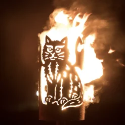 Gartenfackel Metall Rost Katze Höhe 30 cm – ohne Stiel