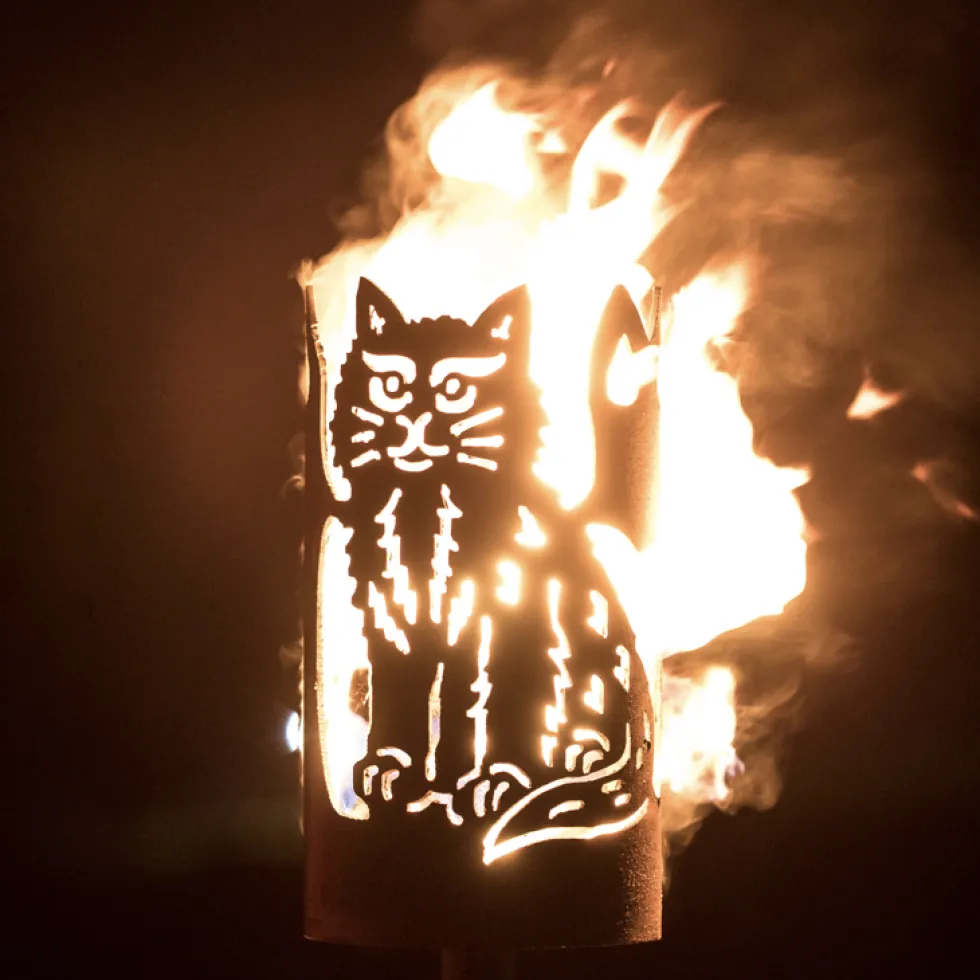 Gartenfackel Metall Rost Katze Höhe 30 cm – ohne Stiel