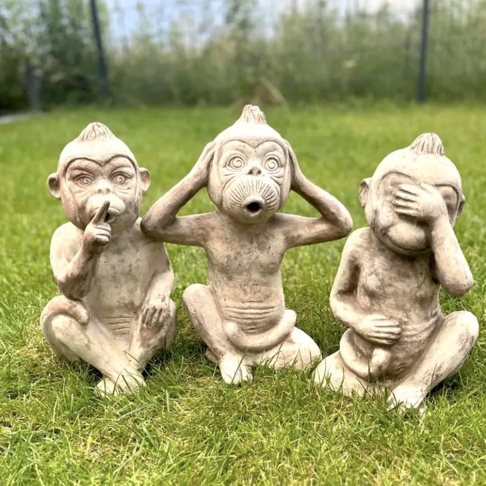 Gartenfigur AFFE DEKO NICHTS HÖREN Terrakotta Höhe 40 cm