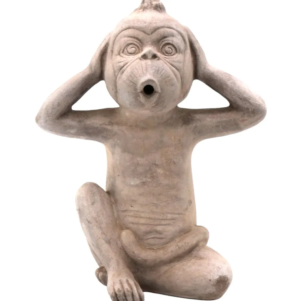 Gartenfigur AFFE DEKO NICHTS HÖREN Terrakotta Höhe 40 cm
