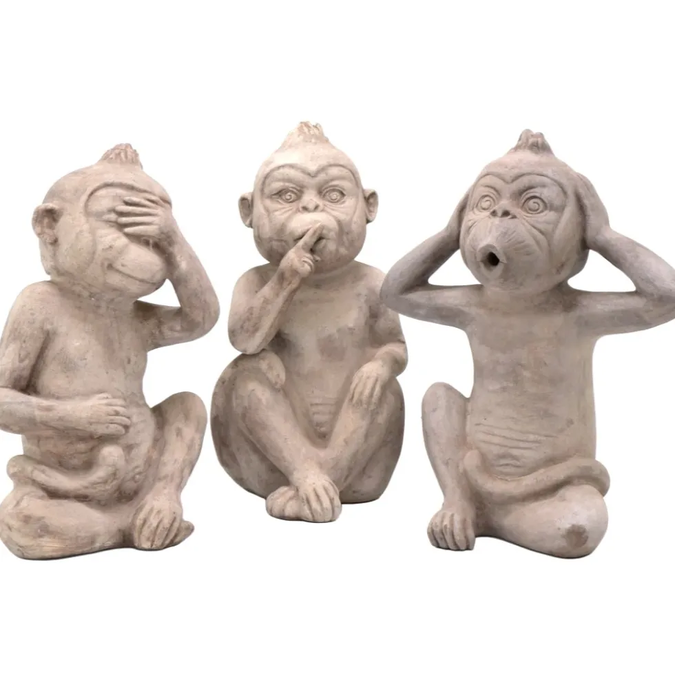 Gartenfigur AFFE DEKO NICHTS HÖREN Terrakotta Höhe 40 cm