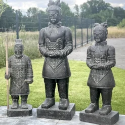 Gartenfiguren groß Chinesische Krieger anthrazit
