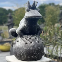 Garten Figur Froschprinz anthrazit Höhe 55 cm