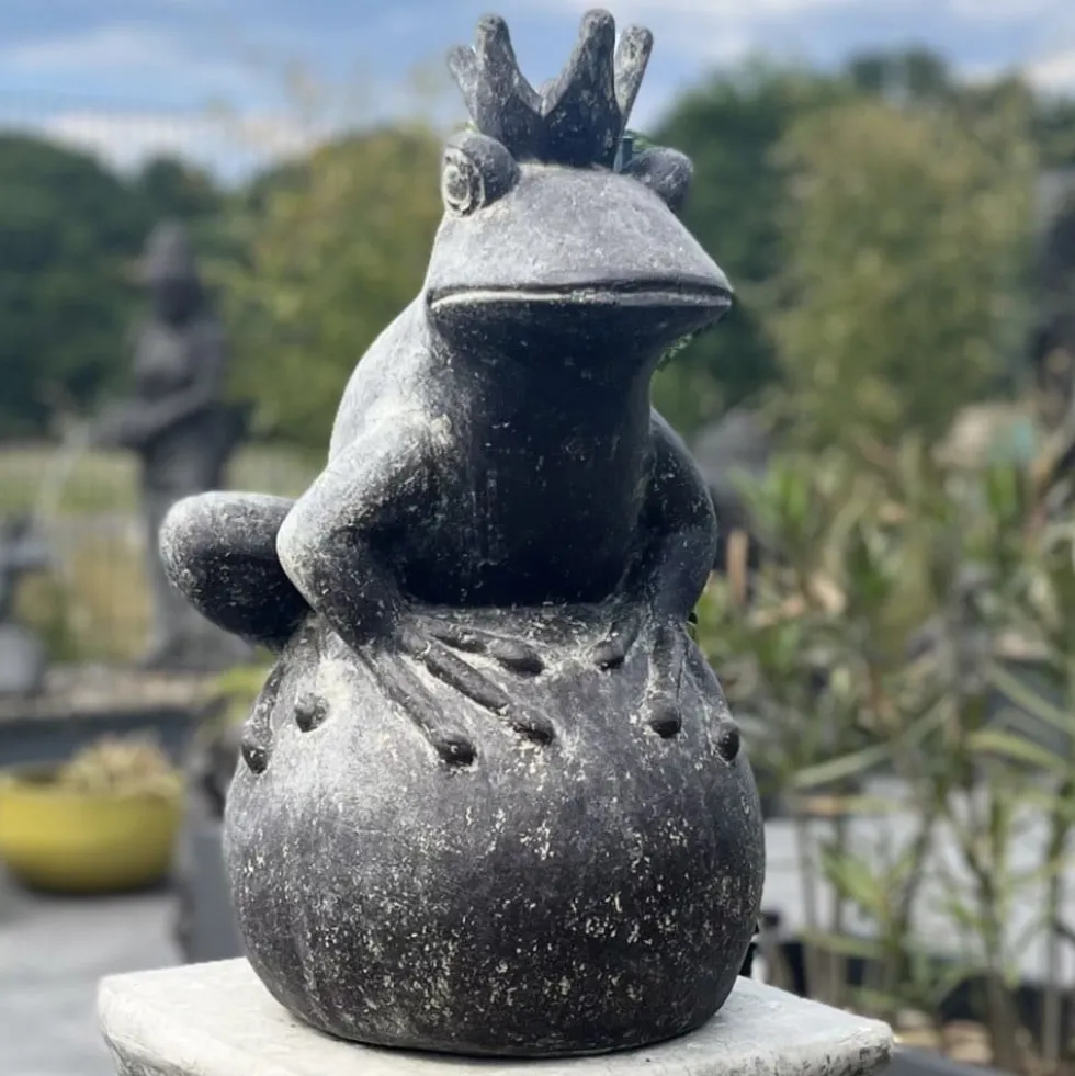 Garten Figur Froschprinz anthrazit Höhe 55 cm