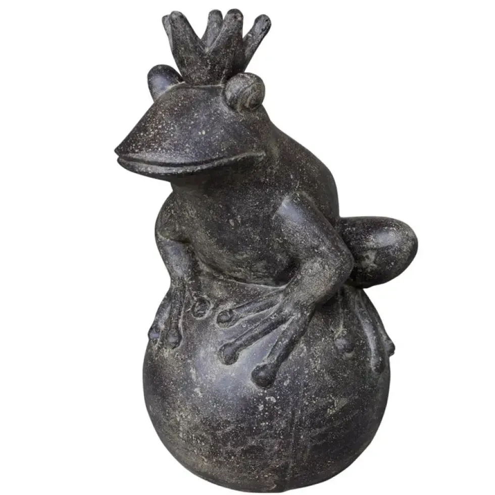 Garten Figur Froschprinz anthrazit Höhe 55 cm