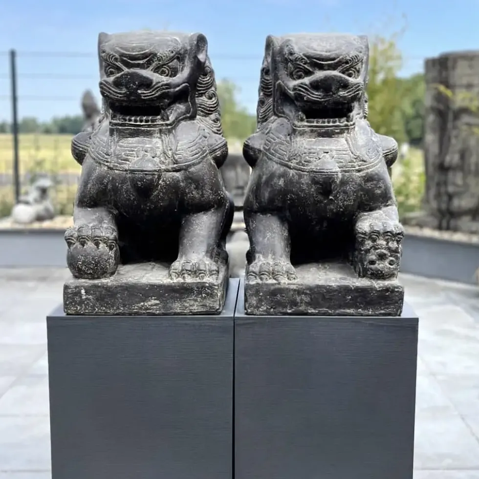 Gartenfigur groß Tempel Löwen 2er Set Höhe 60 cm