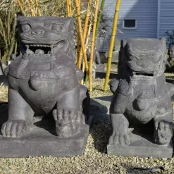 Gartenfigur groß Tempel Löwen 2er Set Höhe 60 cm