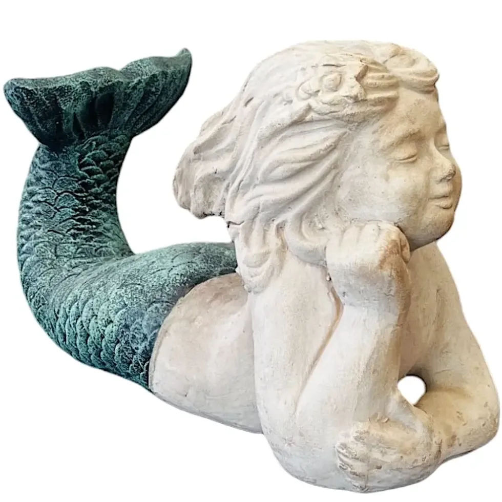 Gartenfigur Meerjungfrau liegend Länge 43 cm