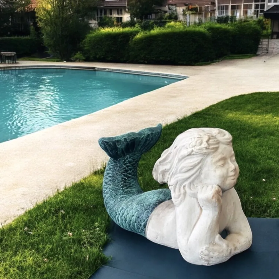 Gartenfigur Meerjungfrau liegend Länge 43 cm