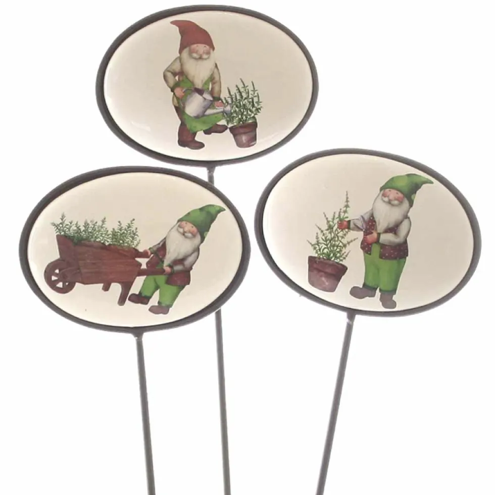 Gartenstecker KRÄUTERZWERG 3er SET Keramik