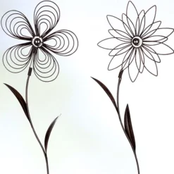 Gartenstecker Metall Blume Deko 2er Set Höhe 110 cm