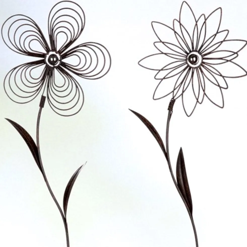 Gartenstecker Metall Blume Deko 2er Set Höhe 110 cm