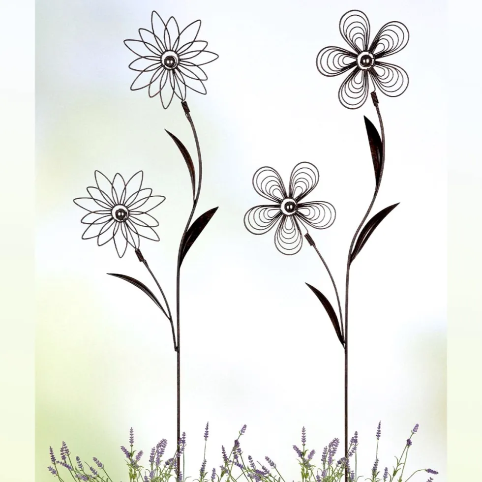 Gartenstecker Metall Deko Blume 2er Set Höhe 115 cm