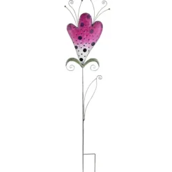 Gartenstecker Metall Deko Blume rosa weiß Höhe 110 cm
