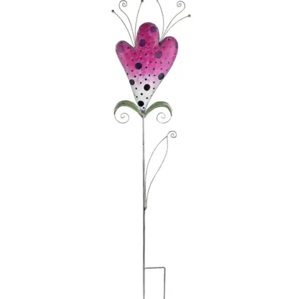 Gartenstecker Metall Deko Blume rosa weiß Höhe 110 cm