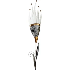 Gartenstecker Metall Deko KRONE Nobile grau / gold Höhe 115 cm