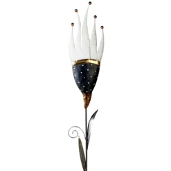 Gartenstecker Metall Deko KRONE Nobile grau / gold Höhe 115 cm