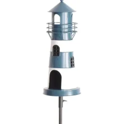 Gartenstecker Metall Leuchtturm blau Höhe 136 cm