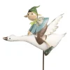 Gartenstecker Metall mit Zwerg und Vogel Höhe 122 cm
