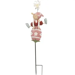 Gartenstecker Metall mit Zwerg auf Osterei Höhe 84 cm