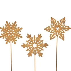 Gartenstecker Metall Schneeflocken 3er-Set Höhe 26 cm