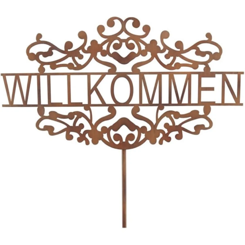 Gartenstecker Metall WILLKOMMEN H 106 cm