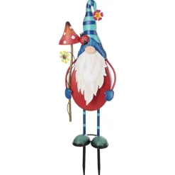 Gartenstecker Metall Zwerg Fridolin mit Schmetterling oder Fliegenpilz Höhe 89 cm