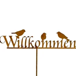 Gartenstecker Rost VOGEL WILLKOMMEN