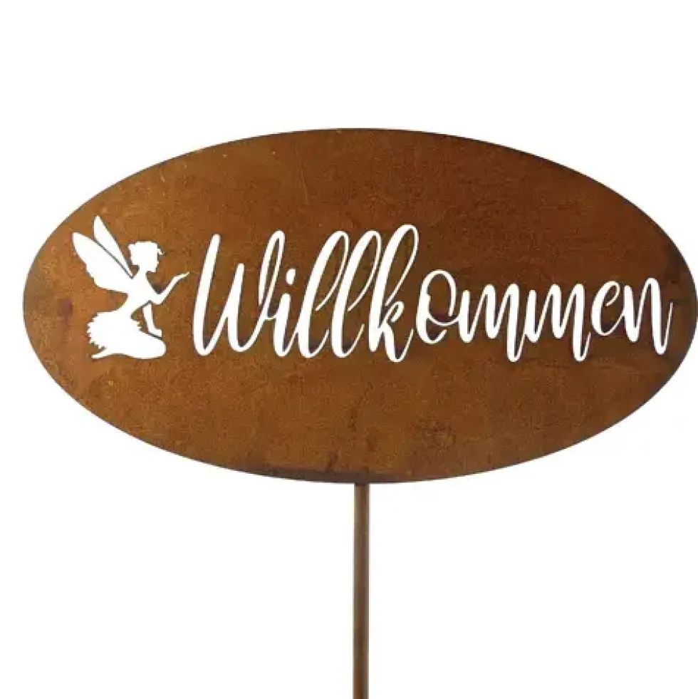 Gartenstecker Rost WILLKOMMEN H 114 cm