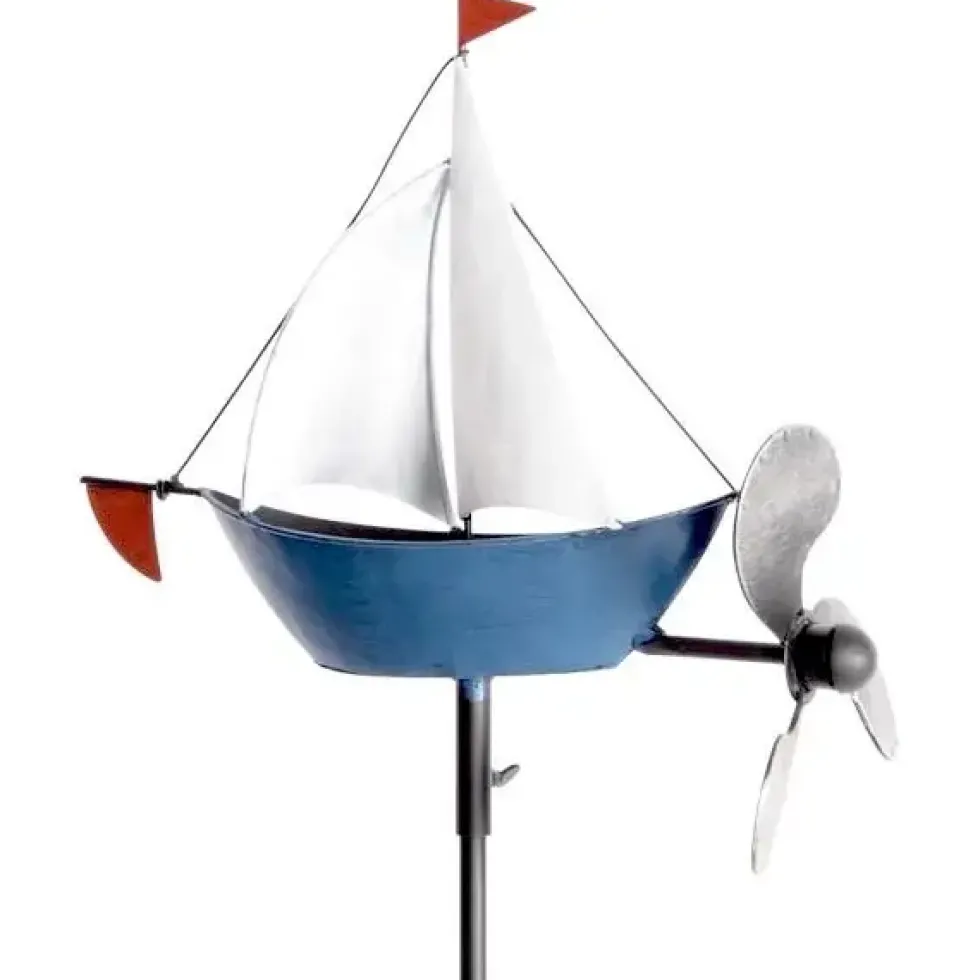 Gartenstecker Windrad Metall Segelboot Höhe 135 cm