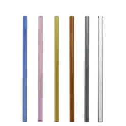 Glasstrohalm | Glastrinkhalm 6er-Set verschiedene Farben Kaheku H 20 cm