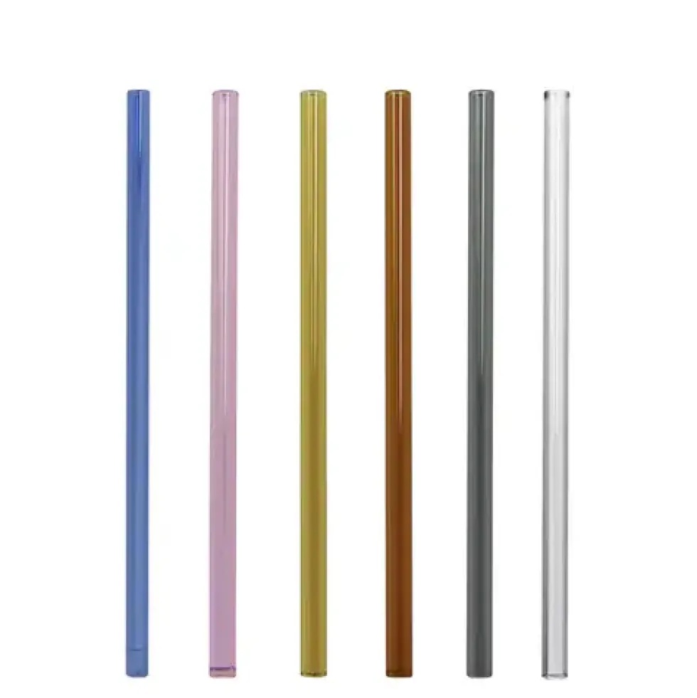 Glasstrohalm | Glastrinkhalm 6er-Set verschiedene Farben Kaheku H 20 cm