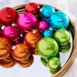 Glänzende Glas-Weihnachtskugel Pearly in Apfelgrün – 6er-Set
