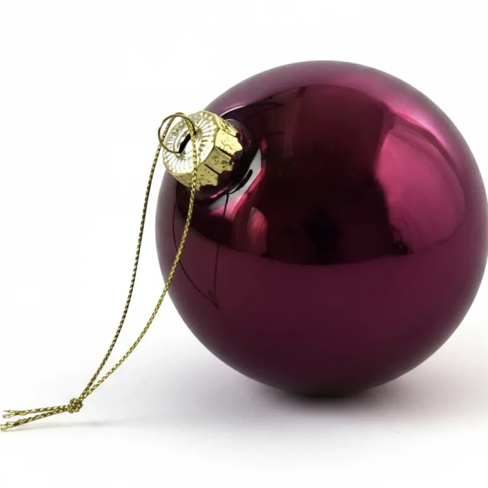 Glänzende Glas-Weihnachtskugel Pearly in Lila – 6er-Set
