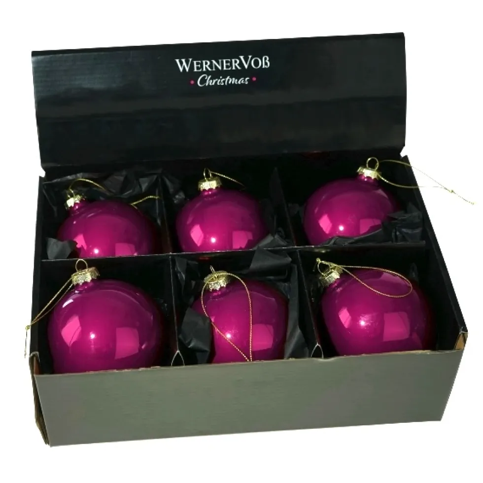 Glänzende Glas-Weihnachtskugel Pearly in Lila – 6er-Set