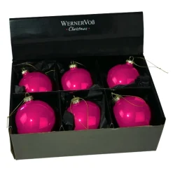 Glänzende Glas-Weihnachtskugel Pearly in Pink – 6er-Set
