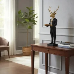 Goldener Hirsch Weihnachtsdeko Werner Voß KARL mit Tablett Höhe 99 cm