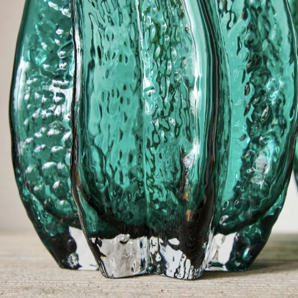 Grüne Vase Karambola Glas Werner Voß