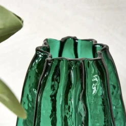 Grüne Vase Karambola Glas Werner Voß