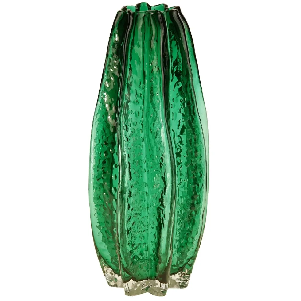 Grüne Vase Karambola Glas Werner Voß