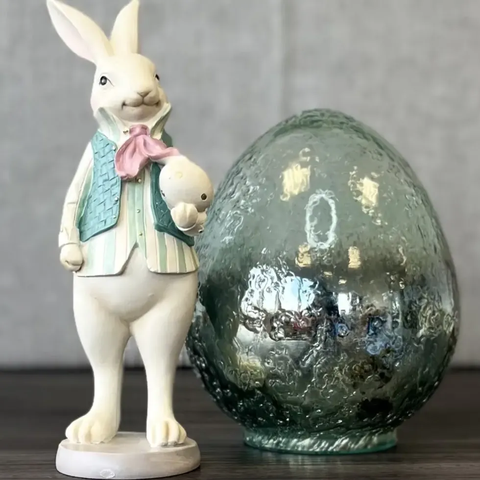 Großes Osterei Deko Glasei türkis Clayre & Eef Höhe 19 cm
